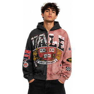 Sudadera con capucha y cremallera extragrande bordada Vale Dreams para hombre, de invierno, con bloques de color, forro polar, estilo casual - Product Image 4