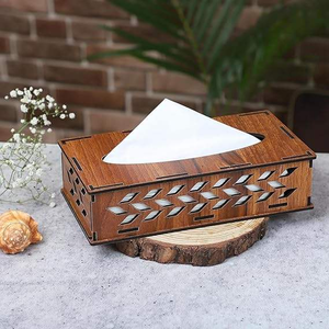Handmade Classic Natural Wooden <b>Tissue</b> <b>Box</b> with Decorative Brass Corners Premium Carved <b>Tissue</b> Holder Luxury Home Decor - Product Image 2