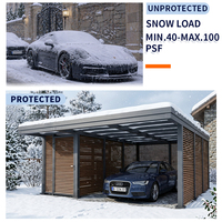 Abri de voiture extérieur modulaire de luxe moderne à toit incliné, structure en aluminium durable, imperméable, résistant aux UV, finition thermolaquée pour jardin