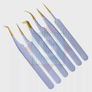 Pince à épiler en acier inoxydable à pointe en fibre dorée, design personnalisé, pointes pointues, volume multifonctionnel, longueur 10 mm - Product Image 1