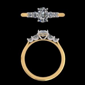 Anillo de Compromiso de Oro de 18k con Diamante Ovalado de 1.84 Quilates, Anillo de Boda de Oro Amarillo de 14k con Cinco Piedras Redondas, Joyería Fina para Mujer - Product Image 3