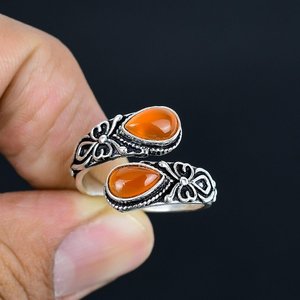 Bague en onyx rouge naturel, argent sterling 925, ajustable, bijou fantaisie, fait main, élégant, cadeau pour femme - Product Image 3