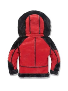 Chaqueta con capucha de piel y aislamiento térmico para hombre, color rojo - Product Image 2