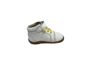 Chaussures montantes unisexe pour bébé en cuir véritable avec motif visage, fermeture à lacets, soutien de la voûte plantaire, semelle en caoutchouc antidérapante, blanches - Product Image 5
