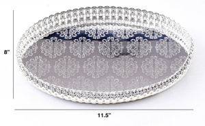 High Quality Elegant German Silver Oval Serving Tray Decorative Platter Floral Pattern Engraved Design Multi-piece Package <b>Home</b> - Product Image 6