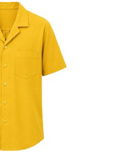 Manufacturer Yellow Cuban Collar Men <b>Shirt</b> Casual <b>Half</b> Sleeve Summer Oversized Streetwear Fashion Beach <b>Button</b> Up Top Wear - Product Image 4