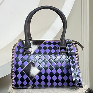 Sacs de voyage et sacs de week-end en cuir véritable à carreaux faits à la main, en cuir de vachette à poils, taille moyenne, collection 2026, vente chaude - Product Image 2
