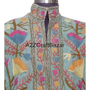 Chaqueta TNT Hecha a Mano con Bordado a Máquina, Volantes, Patrón Floral, Cuello en V, Algodón, Casual, Ecológica, de Secado Rápido, para Invierno/Primavera - Product Image 3
