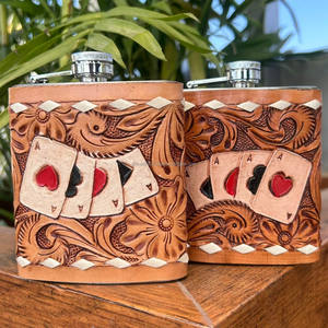 กระติกน้ำสเตนเลสสตีลขนาด8ออนซ์ทำจากหนังวัวคุณภาพสูงกล่องของขวัญทันสมัย - Product Image 3