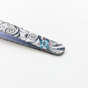 Pince à épiler inclinée noire et blanche imprimée pour sourcils, épilation des poils incarnés, outils de beauté en acier inoxydable - Product Image 4