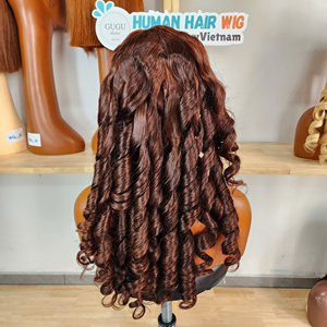 GUGU HAIR VIETNAM Non-Remy Dyed Vietnamese Hair <b>Wig</b> Loose Bouncy Curly Natural <b>Brown</b> Color Hair Weaving Extension No Tangle No - Product Image 3