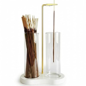 Porte-encens contemporain en MDF blanc avec support en laiton - Vente en gros - Product Image 2