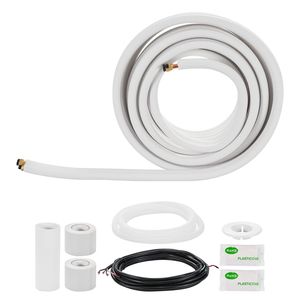 Juego de Tuberías de Cobre para Aire Acondicionado de 25 pies, 3/8 5/8 OD, con Aislamiento de PE Blanco Reforzado y Conectores Flareados para Sistemas HVAC - Product Image 1