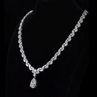 Collier pendentif en pierre naturelle plaqué or 14 carats, coupe poire, plaqué rhodium, bijoux de luxe unisexe pour mariage, chaînes, cadeau de fête
