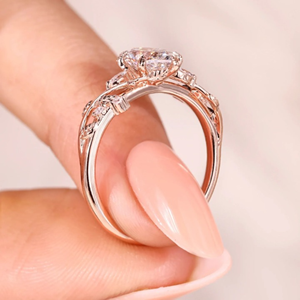 Bague de fiançailles et de mariage pour femme en moissanite taille marquise hollandaise de 1,10 carat, inspirée de la nature, plaquée or, sertie à griffes - Product Image 3