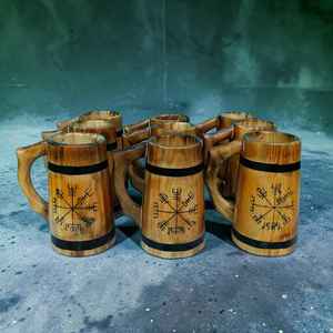 Mug en bois de pin naturel fait main, avec revêtement alimentaire, pour boissons, décoration rustique pour la salle à manger et la maison - Product Image 3
