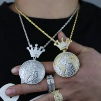 Pendentif Carte du Monde en Argent Sterling pour Homme, entièrement pavé de Zircons Cubiques, avec Chaîne Maille Cubaine, Bijou Tendance Hip Hop pour Fête, Cadeau Bling pour Anniversaire