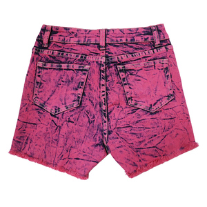 Shorts de mezclilla de cintura alta para mujer, estilo casual, teñido degradado rosa, 100% algodón, estilo boyfriend, lavado desgastado - Product Image 3
