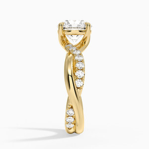 Anillo de compromiso con diamantes y banda entrelazada ornamentada - Product Image 3