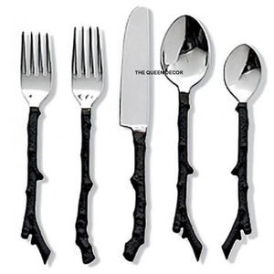 Juego de cubiertos para el hogar y hoteles, con diseño de flores y hojas, chapado en oro de alta calidad. - Product Image 5