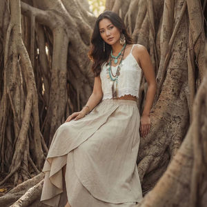 Jupe longue en coton style bohème, coupe décontractée, confortable, idéale pour les festivals, la plage, l'été, cadeau pour elle - Product Image 1