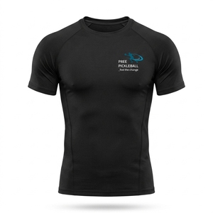 <b>Men's</b> Custom Blank Pickleball <b>Compression</b> T-<b>Shirt</b> Short Sleeve Comfortable Fit Crew Neck Four-Way Stretch Breathable - Product Image 1
