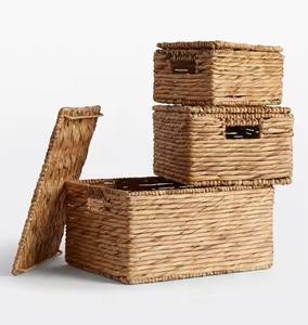 Paniers de rangement pour vêtements en jonc de mer écologiques, couleur naturelle/personnalisée, ronds/rectangulaires/carrés, panier flexible en jacinthe d'eau - Product Image 2