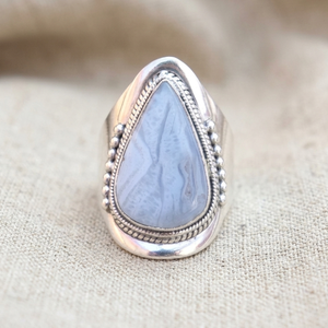 Blue Lace Agate <b>Ring</b> 925 Sterling Silver Handmade <b>Statement</b> <b>Ring</b> Yellow Gold Rose Gold Plated Boho Jewelry Gift for Christmas - Product Image 4