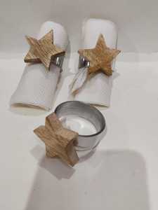 Wooden Round Luxury <b>Napkin</b> Ring Both Side Cover With <b>Silver</b> Metal Wedding Dinner Table Setting Decor Luxury <b>Napkin</b> Ring - Product Image 1