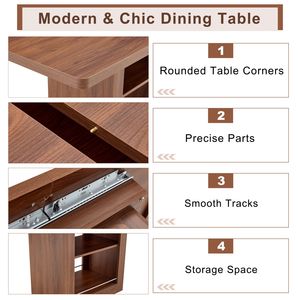 Set Moderno di Tavolo da Pranzo Allungabile 59-71 Pollici con 4 Sedie in Tessuto Tecnologico e Tavolo Estraibile in MDF per Sala da Pranzo - Product Image 5