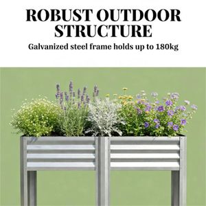 Fioriera Rialzata in Argento e Supporto per Piante da Esterno - Soluzione di Stoccaggio Durevole - Product Image 3