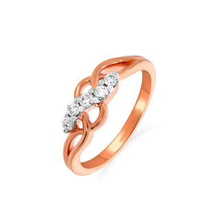 Solid 10K Rose Gold Ring Women’s Fashion Ring 5 Accent Diamonds Elegant Style Birthday <b>Present</b> 0.18ctw - Product Image 1