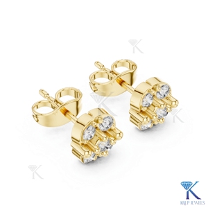 ต่างหูเพชรทรงกลมแบบคุชชั่น 5 เม็ด ประดับทองคำแท้ 14K 18K สำหรับผู้หญิง ของขวัญวันครบรอบแต่งงาน - Product Image 5