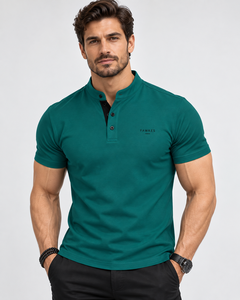 Fawkes <b>Men's</b> <b>Green</b> Short Sleeve Pique <b>Polo</b> <b>Shirt</b> Solid Color Casual Breathable Knitted Regular Fit Back Neck Logo wholesale - Product Image 1