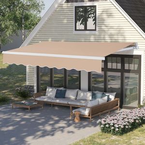 Tenda da Sole Retrattile 12*10FT Colore Sabbia con Struttura in Lega di Alluminio, Illuminazione LED, Cassette Estensibili e Tessuto in Poliestere - Product Image 5