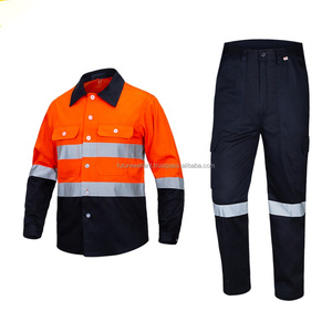 Ropa de trabajo de alta visibilidad Uniforme de seguridad de manga larga con cintas reflectantes Traje DE SEGURIDAD Ropa de trabajo protectora de la mejor calidad para hombres - Product Image 4