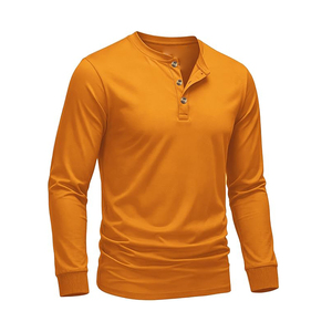 T-shirt décontracté à manches longues pour homme, 100 % coton, couleur unie, col rond confortable, tissu tricoté - Product Image 6