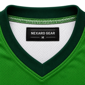 Maillot de football américain personnalisé, col en V, manches courtes, respirant, séchage rapide, 100% polyester, vert, vêtements de sport pour adultes - Product Image 4
