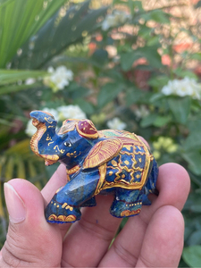 Hand Carved Hand Painted Lapis Lazuli <b>Elephant</b> Statue Luxury Gemstone Decor OEM ODM Wholesale - Product Image 4