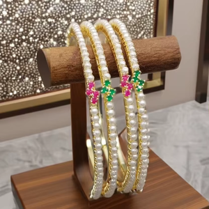 Bracelet en perles zigzag SKU-6100 avec perles d'imitation et forme ronde pour femmes, bijoux traditionnels indiens - Product Image 3