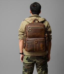 VARAD IMPEX Mochila de cuero genuino para hombre, color marrón, duradera, ligera, de gran capacidad y con diseño impermeable - Product Image 2