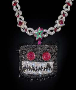 Collar con Colgante de Monstruo Personalizado con Incrustaciones de Moissanita, Cadena de Joyería Chapada en Rodio, Regalo para Fiesta - Product Image 1