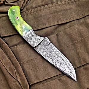 Custom Made Damascus Steel Fixed Blade Hunting & Utility <b>Knife</b> <b>bone</b> <b>Handle</b> OEM Full Tang Skinning Bushcraft <b>Knife</b> with Sheath - Product Image 3