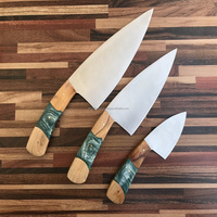 Hot Sales Modern Design 3-st Roestvrijstalen Keukenmessenset Olijfhars Hout Hoogwaardig Gesmede Handgreep Milieuvriendelijk Duurzaam