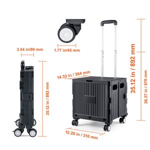 Carrello Pieghevole Multiuso Resistente con Capacità di Carico di 50 kg, Carrello Portatile per la Spesa con Manico Telescopico e 4 Ruote, Carrello a Mano con Cesto - Product Image 5