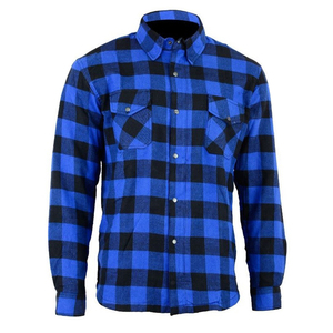 Men's Full Sleeve Flannel Shirt With Kevlar Lining Windproof Breathable Motorcycle Protection <b>Black</b> Red Blue Checkered Pattern - Product Image 3