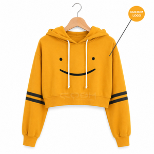 Felpa Corta Personalizzata da Donna con Stampa Smiley Face della Confraternita Cosh International, in Cotone Felpato Premium Oversize - Product Image 5