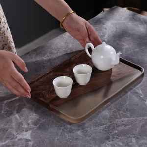 Plateau de service alimentaire en bois naturel de haute qualité, fait main, écologique, compatible lave-vaisselle, pour mariage et décoration intérieure, assiettes et plats - Product Image 2