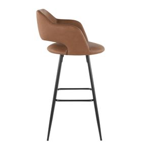 Sgabello da bar contemporaneo Margarite in metallo nero e similpelle marrone, set di 2 - Product Image 3