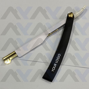 Navaja de Afeitar Recta para Barbería, la Más Vendida, Ligera, en Negro, Blanco y Dorado, con Logotipo Personalizado - Product Image 5